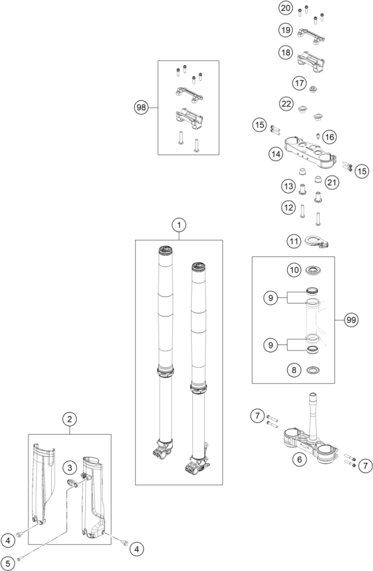 Explosionsgrafik TELEGABEL, GABELBRÜCKE