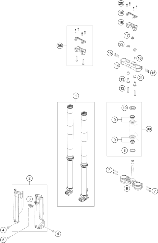 Explosionsgrafik TELEGABEL, GABELBRÜCKE