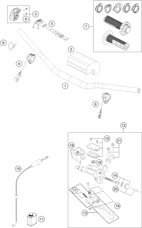 Explosionszeichnung der Baugruppe LENKER, ARMATUREN, Position 6 ist markiert
