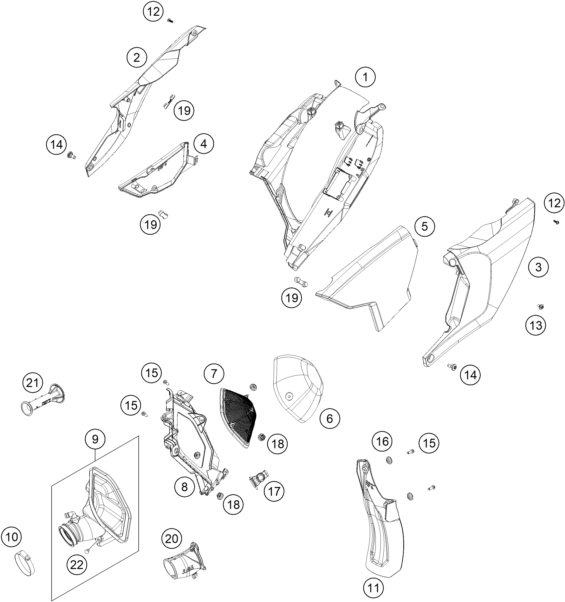 Explosionsgrafik LUFTFILTER