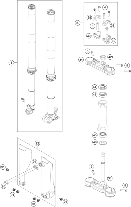 Explosionsgrafik TELEGABEL, GABELBRÜCKE