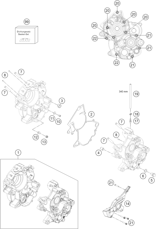 Explosionsgrafik MOTORGEHÄUSE