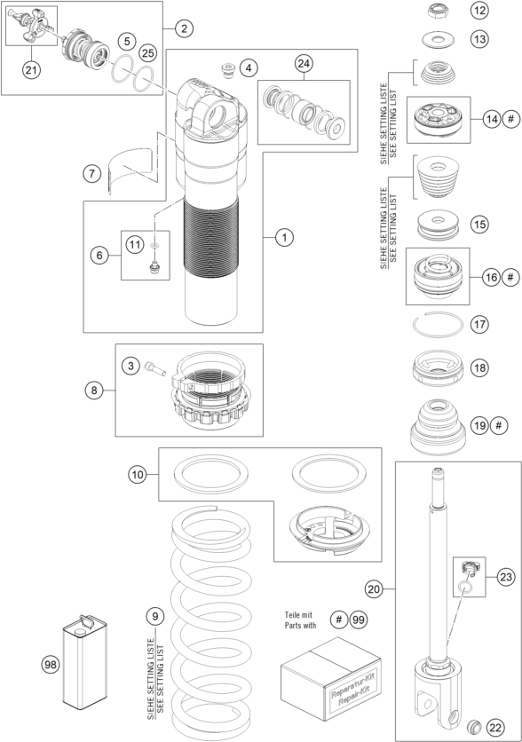 Explosionsgrafik FEDERBEIN ZERLEGT