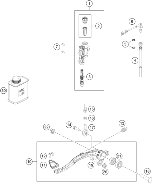 Explosionsgrafik BETÄTIGUNG HINTERBREMSE