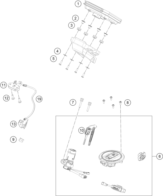 Explosionszeichnung der Baugruppe INSTRUMENTE / SCHLOSSSYSTEM, Position 3 ist markiert