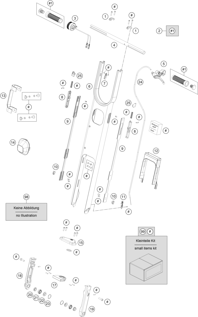 Explosionszeichnung der Baugruppe LENKER, ARMATUREN, Position 3 ist markiert