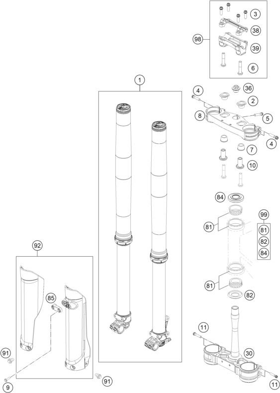 Explosionsgrafik TELEGABEL, GABELBRÜCKE