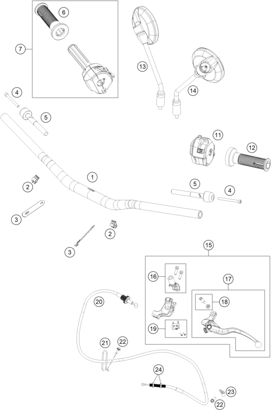 Explosionszeichnung der Baugruppe LENKER, ARMATUREN, Position 16 ist markiert