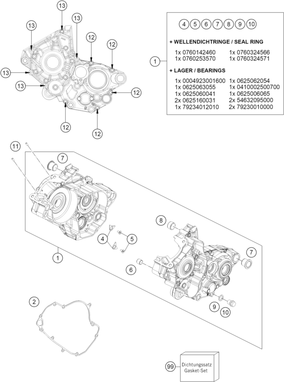 Explosionsgrafik MOTORGEHÄUSE