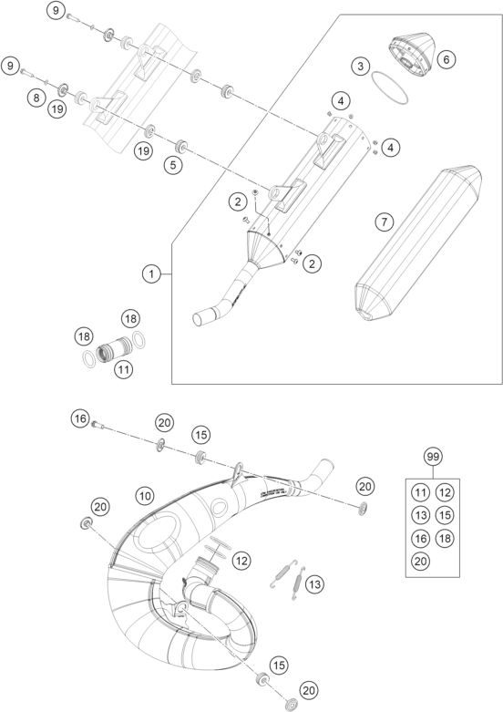 Explosionsgrafik AUSPUFFANLAGE