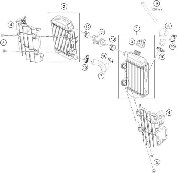 Explosionszeichnung der Baugruppe KÜHLSYSTEM, Position 6 ist markiert