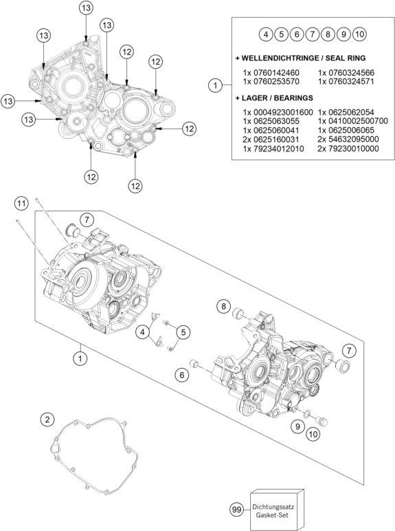 Explosionsgrafik MOTORGEHÄUSE