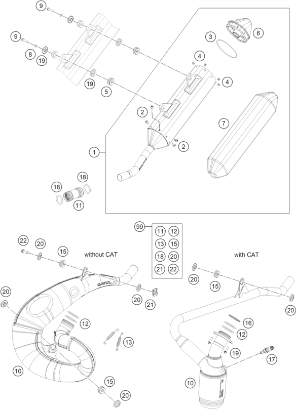 Explosionsgrafik AUSPUFFANLAGE