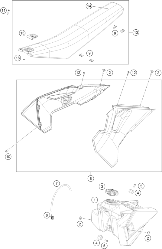Explosionsgrafik TANK, SITZBANK