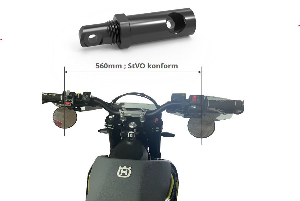 MOTEX Spiegelaufnahmen-Adapter-Set für Highsider Smart / SHIN YO Superbike Spiegelset (verstellbar) ab 2019