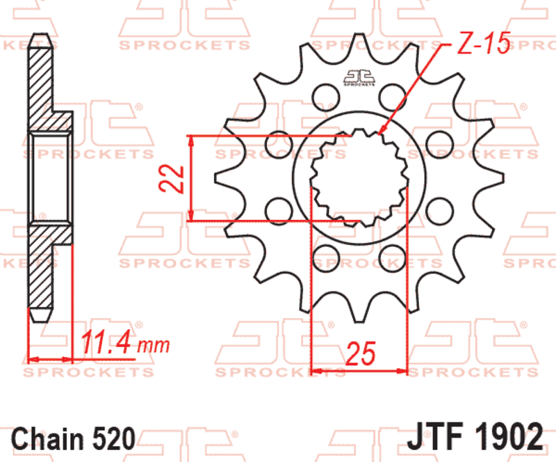 JT SPROCKETS Geräuschgedämpftes Stahlritzel vorne - 520