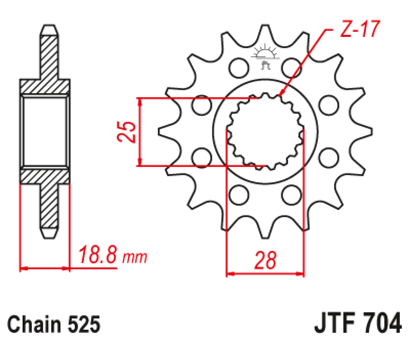JT SPROCKETS Geräuschgedämpftes Stahlritzel vorne - 525
