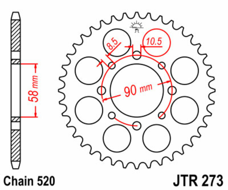 JT SPROCKETS Kettenrad Stahl Standard - 520