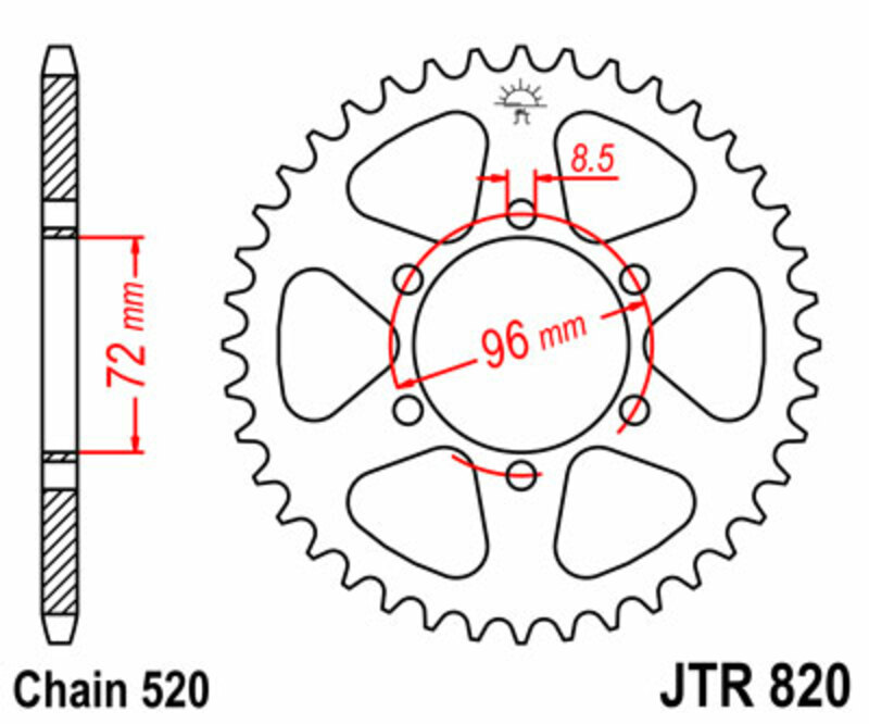 JT SPROCKETS Kettenrad Stahl Standard - 520