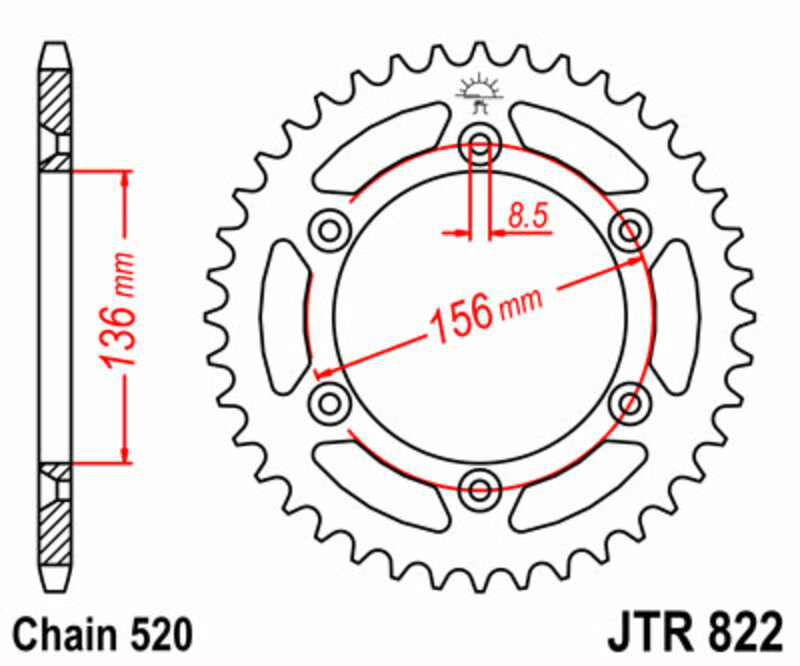 JT SPROCKETS Kettenrad Stahl Standard - 520