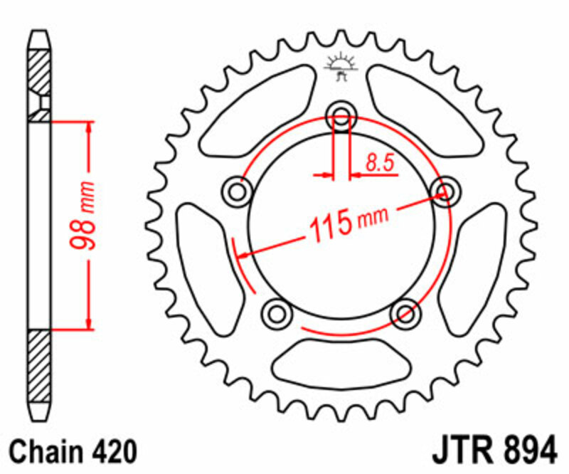 JT SPROCKETS Kettenrad Stahl Standard - 420