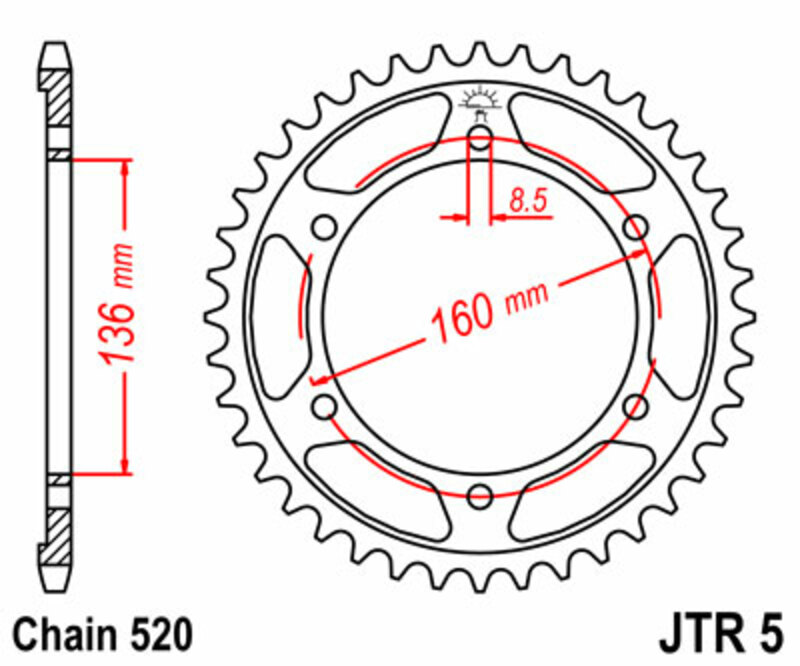 JT SPROCKETS Kettenrad Stahl Standard - 520