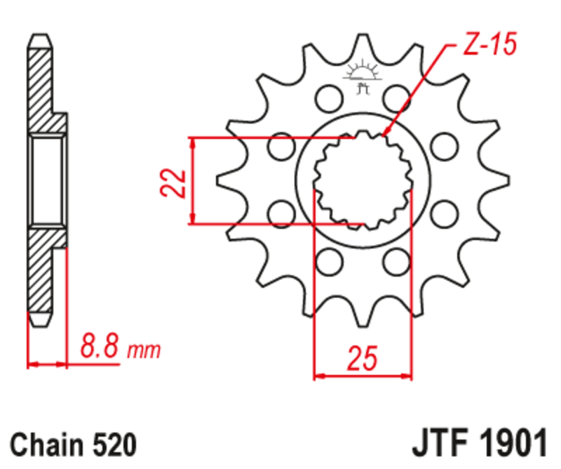 JT SPROCKETS Standard Stahlritzel vorne - 520
